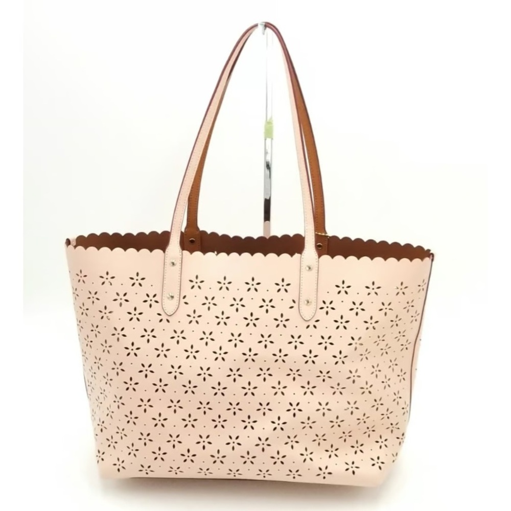 Coach Pale Pink Laser Cut Shoulder Bag Tote.